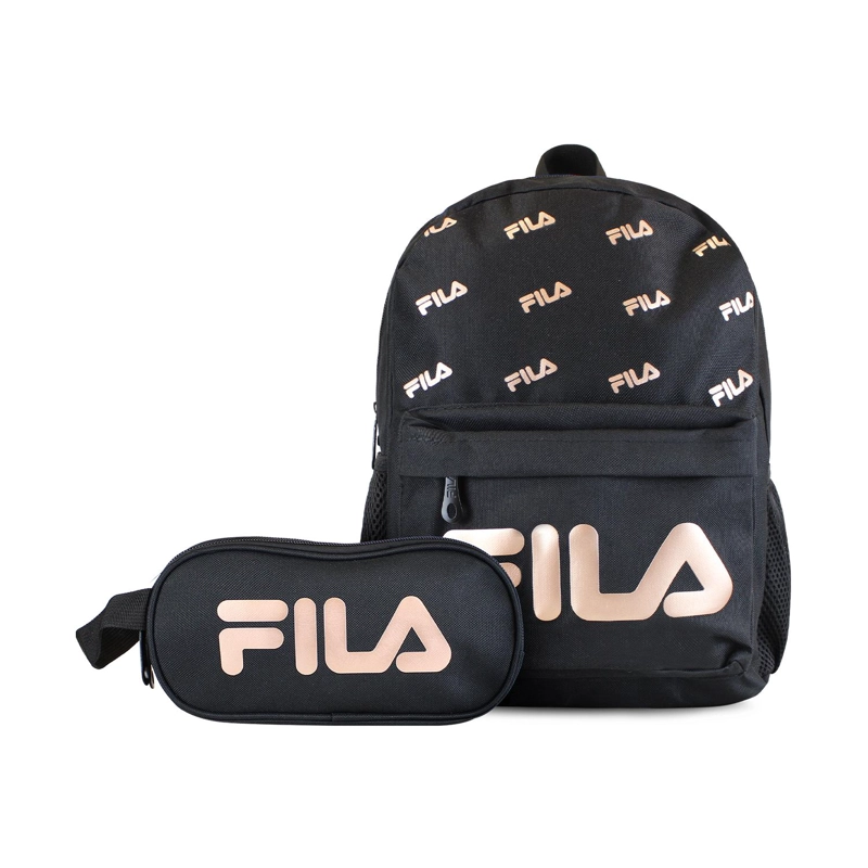 PACK FILA MOCHILA 10LTS URBANIX + ESTUCHE NECESER SPARK NEGRO-ROSE GOLD - 1