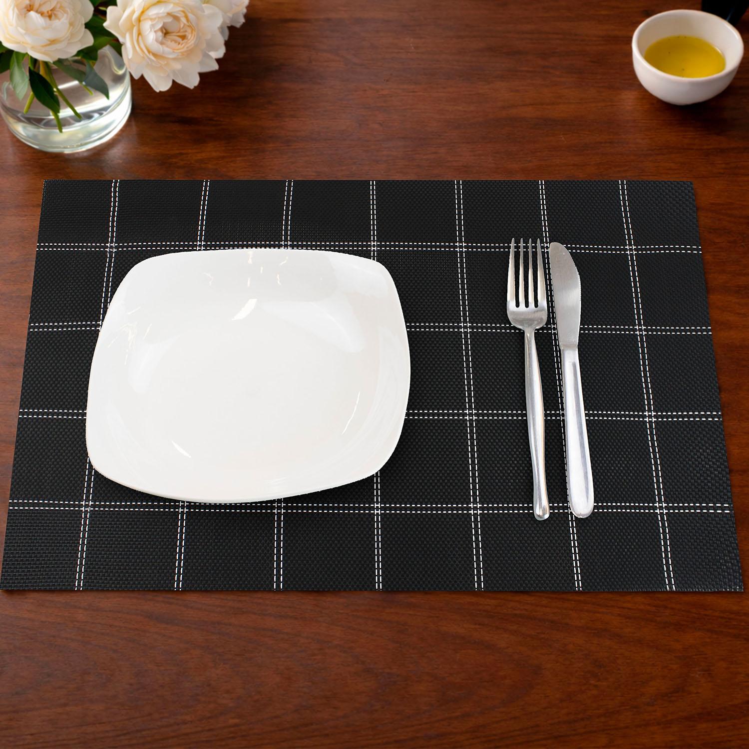 INDIVIDUAL DE MESA NAUTICA HOME 45X30CM NEGRO A CUADROS - 1