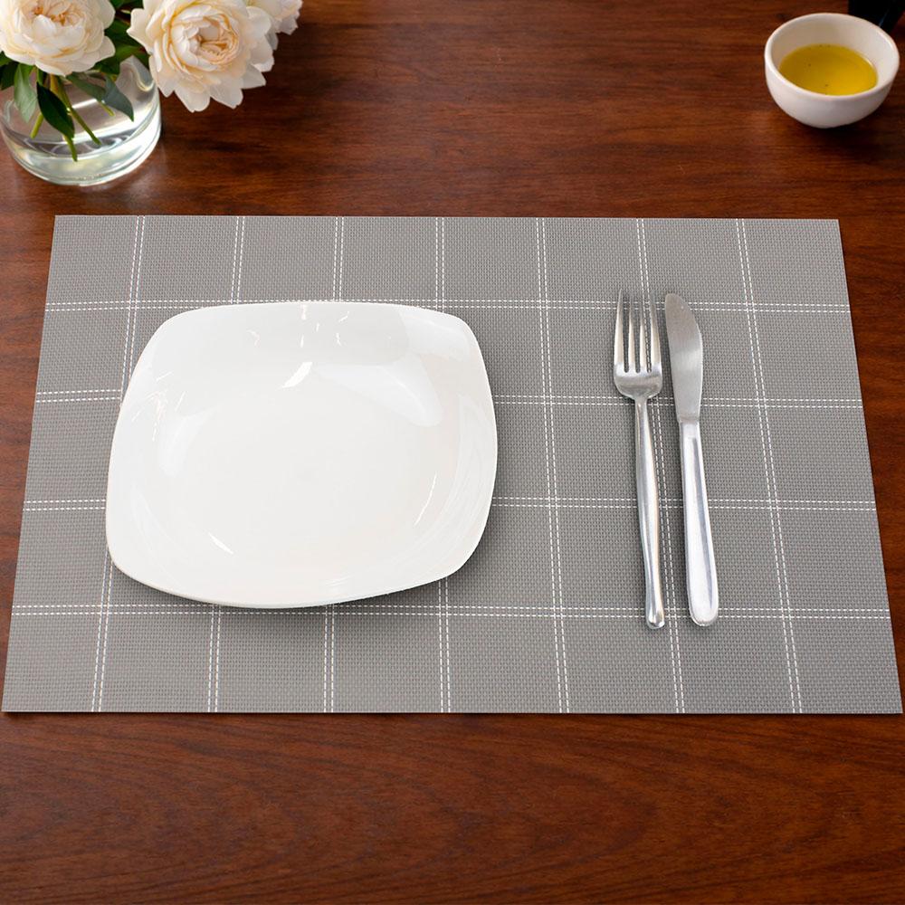 INDIVIDUAL DE MESA NAUTICA HOME 45X30CM GRIS A CUADROS - 1
