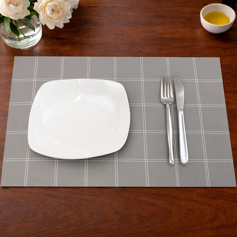 PACK 4 INDIVIDUALES DE MESA NAUTICA HOME 45X30CM GRIS A CUADROS - 1