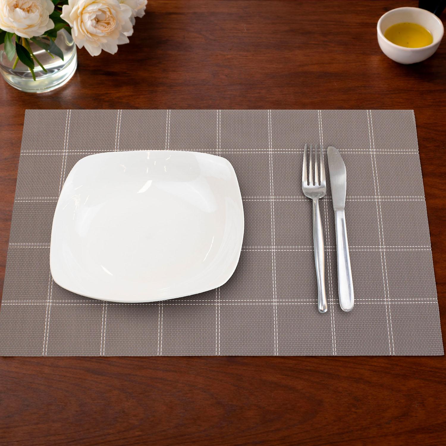 PACK 4 INDIVIDUALES DE MESA NAUTICA HOME 45X30CM CAFE  A CUADROS - 1