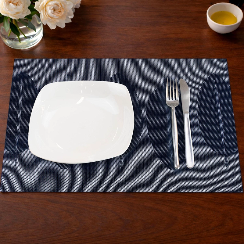 INDIVIDUAL DE MESA NAUTICA HOME 45X30CM REVERSIBLE HOJAS AZUL - 1