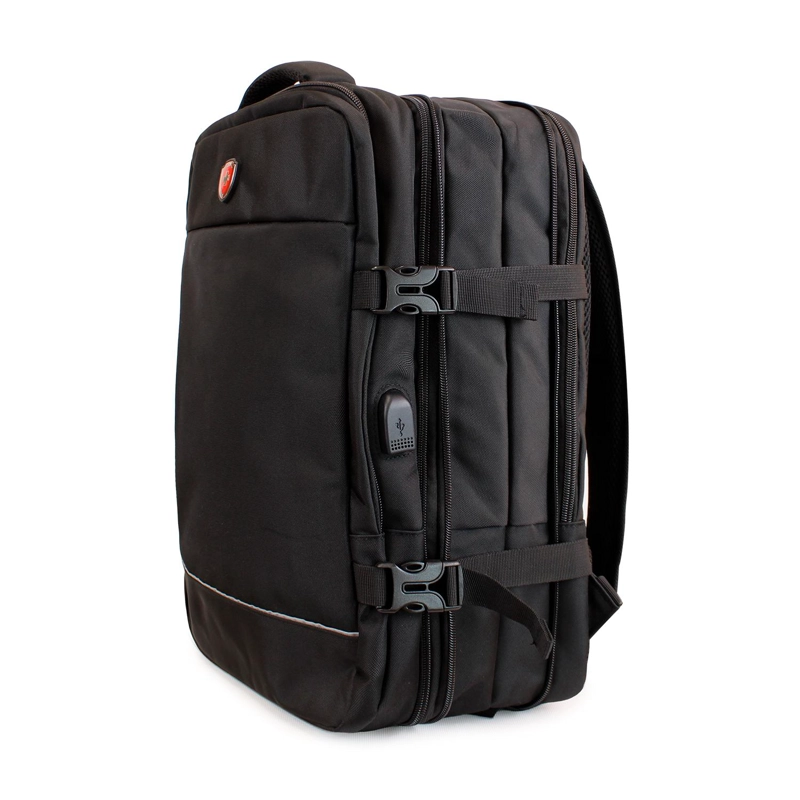 MOCHILA DE VIAJE VIRAL PLUS TIPO MALETA CON USB SWISS BAG NEGRA - 2