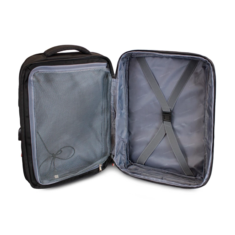 MOCHILA DE VIAJE VIRAL PLUS TIPO MALETA CON USB SWISS BAG NEGRA - 3
