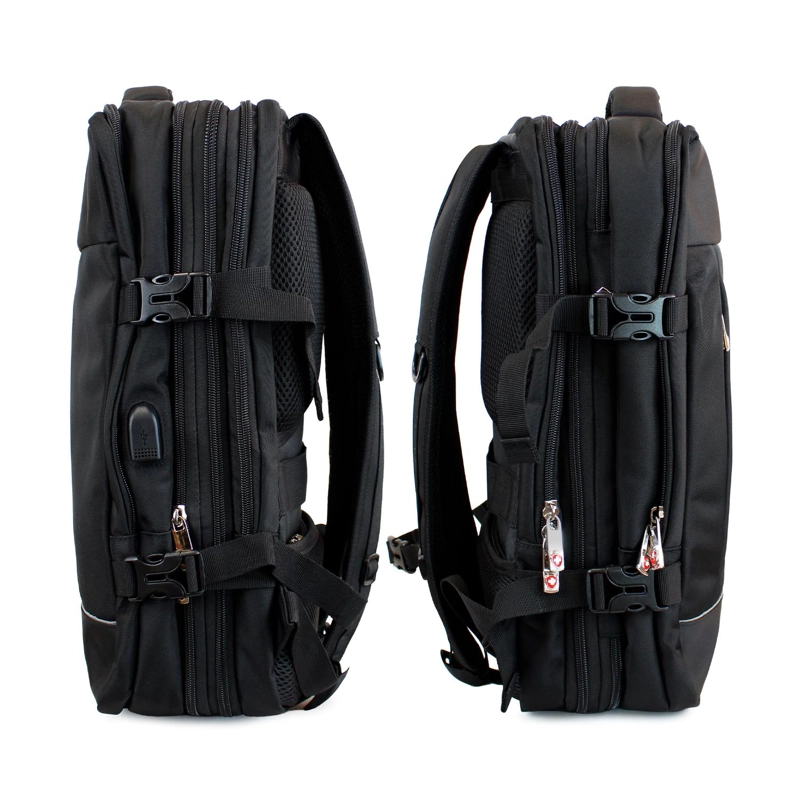 MOCHILA DE VIAJE VIRAL PLUS TIPO MALETA CON USB SWISS BAG NEGRA - 5