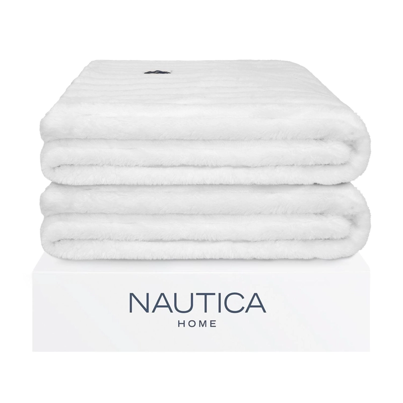 PACK 2 MANTAS DE CAMA NAUTICA HOME JACQUARD FRANELA ULTRASUAVE 127X178CM BLANCA - 2