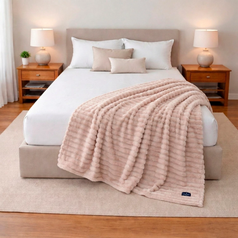 MANTA DE CAMA NAUTICA HOME JACQUARD FRANELA ULTRASUAVE 127X178CM ROSA - 1