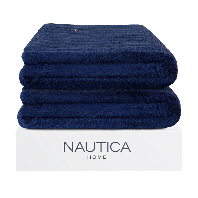 PACK 2 MANTAS DE CAMA NAUTICA HOME JACQUARD FRANELA ULTRASUAVE 127X178CM AZUL - 2