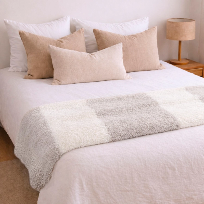 MANTA DE FRANELA NAUTICA 127X152 FLUFFY CAMA SOFA SUAVIDAD SUPERIOR TAUPE - 1