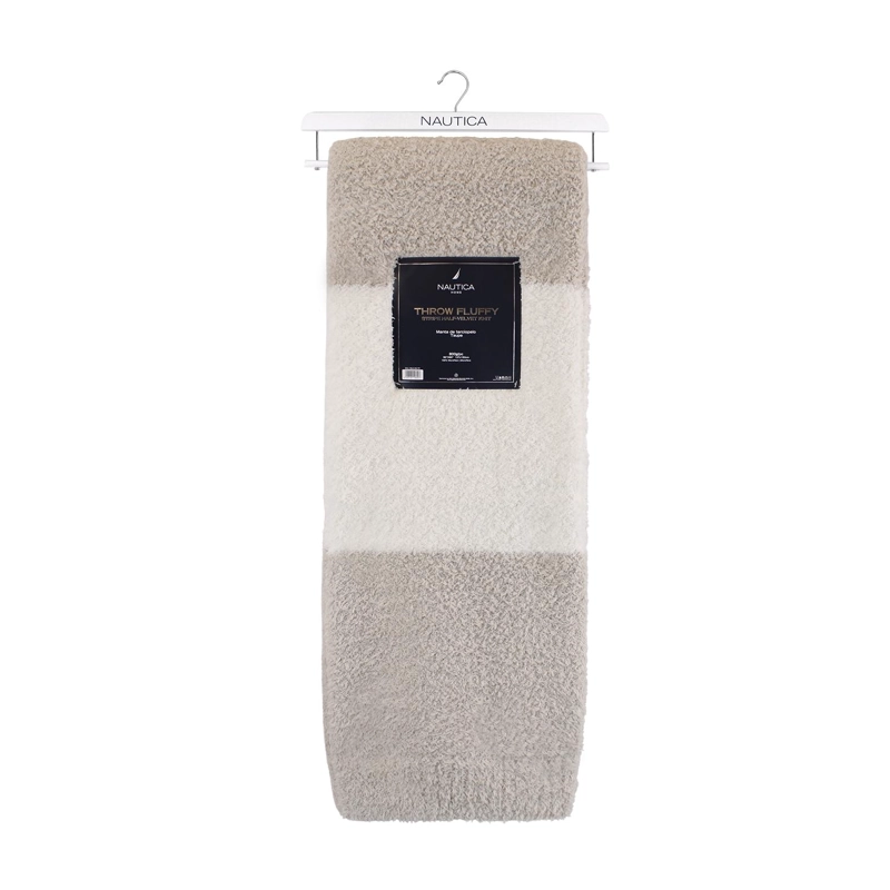 MANTA DE FRANELA NAUTICA 127X152 FLUFFY CAMA SOFA SUAVIDAD SUPERIOR TAUPE - 6
