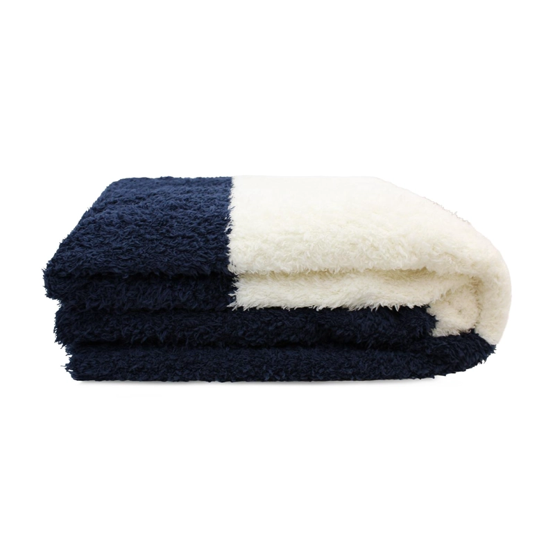 MANTA DE FRANELA NAUTICA 127X152 FLUFFY CAMA SOFA SUAVIDAD SUPERIOR AZUL MARINO - 3
