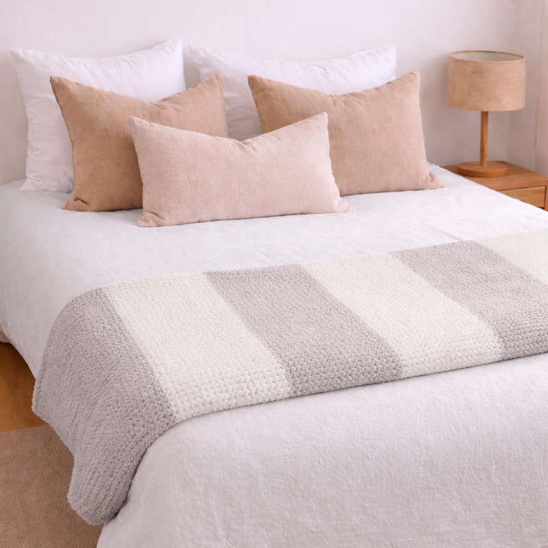 MANTA DE FRANELA NAUTICA 127X152 WAFFLE CAMA SOFA SUAVIDAD SUPERIOR TAUPE - 1