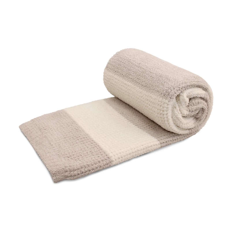 MANTA DE FRANELA NAUTICA 127X152 WAFFLE CAMA SOFA SUAVIDAD SUPERIOR TAUPE - 5