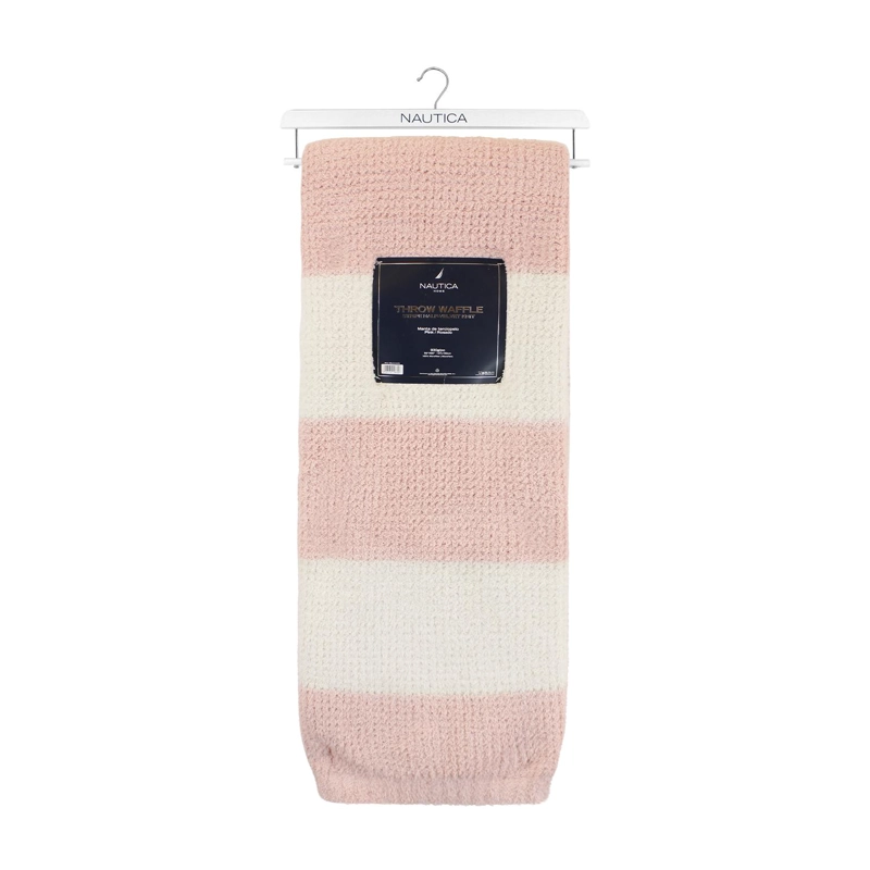 MANTA DE FRANELA NAUTICA 127X152 WAFFLE CAMA SOFA SUAVIDAD SUPERIOR ROSA - 6