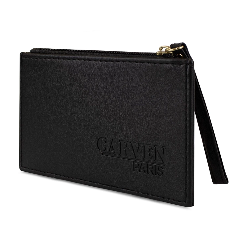TARJETERO BILLETERA MUJER CON MONEDERO SUNY NEGRO CARVEN PARIS - 3