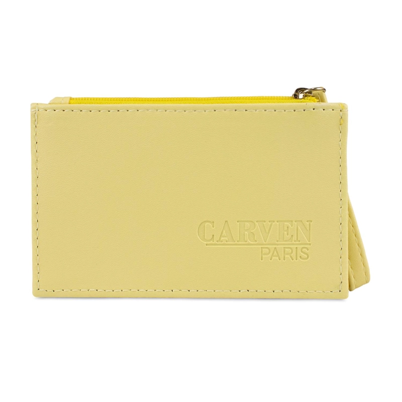 TARJETERO BILLETERA MUJER CON MONEDERO SUNY AMARILLO CARVEN PARIS - 2