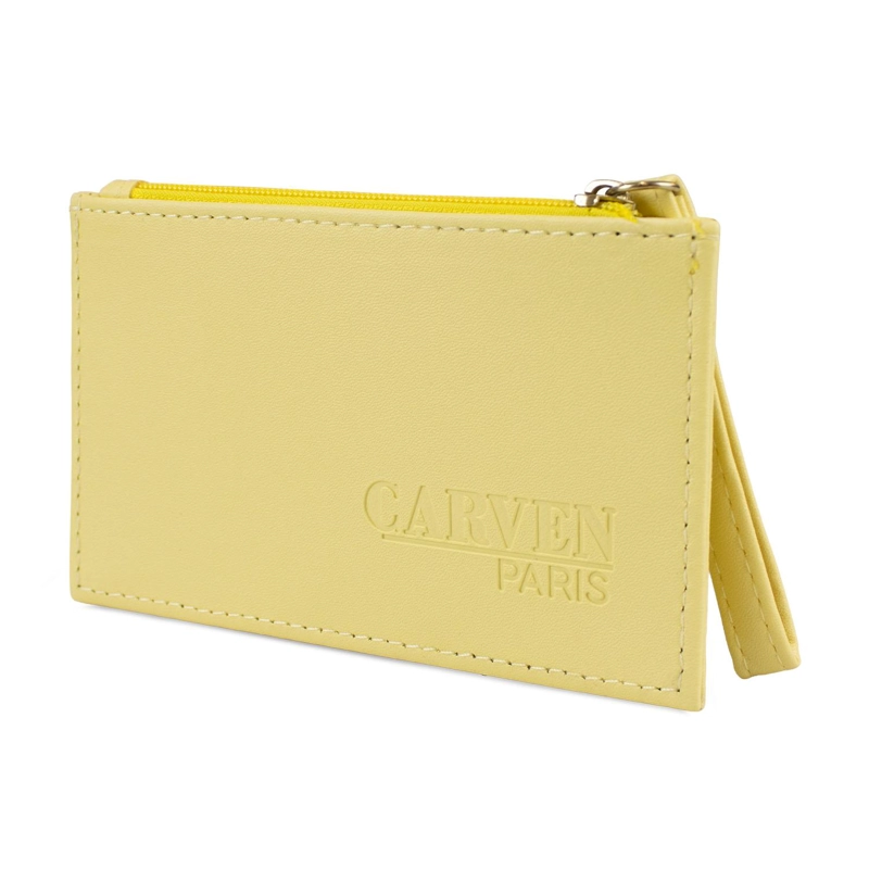 TARJETERO BILLETERA MUJER CON MONEDERO SUNY AMARILLO CARVEN PARIS - 3