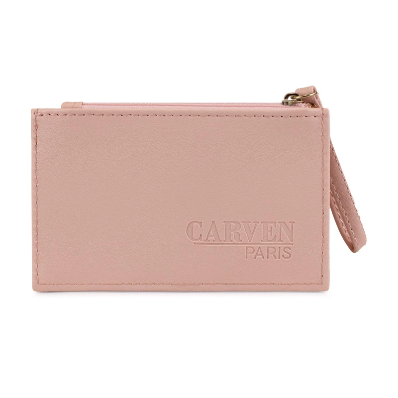 TARJETERO BILLETERA MUJER CON MONEDERO SUNY ROSADO CARVEN PARIS - 2