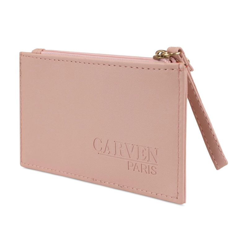 TARJETERO BILLETERA MUJER CON MONEDERO SUNY ROSADO CARVEN PARIS - 3