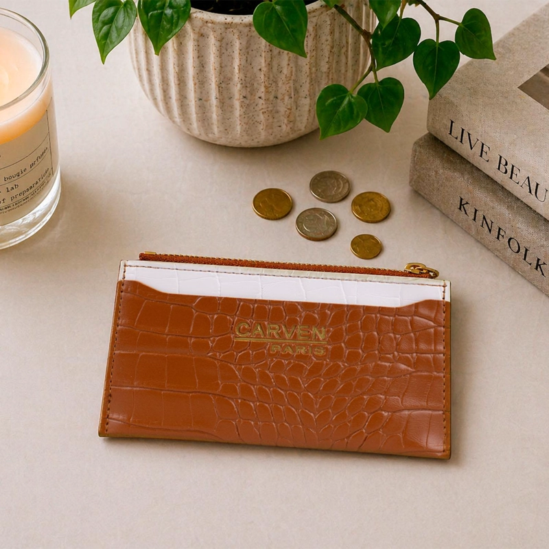 BILLETERA TARJETERO MUJER CON MONEDERO ZOE CAFE  CARVEN - 1
