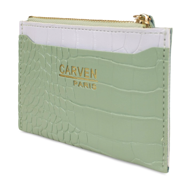 BILLETERA TARJETERO MUJER CON MONEDERO ZOE VERDE CARVEN - 3