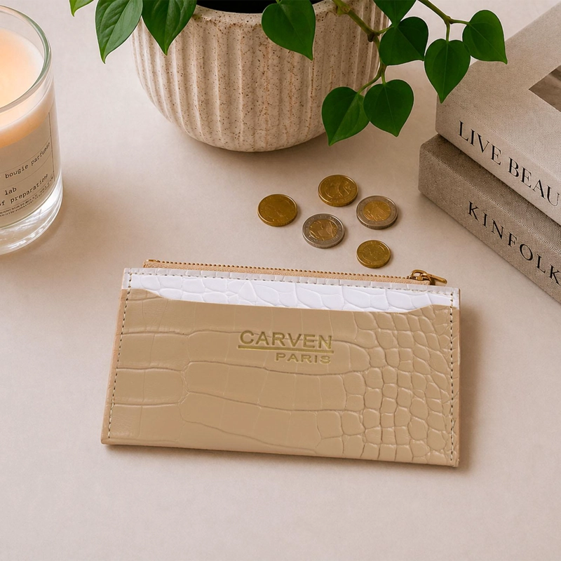 BILLETERA TARJETERO MUJER CON MONEDERO ZOE CAFE  CLARO CARVEN - 1