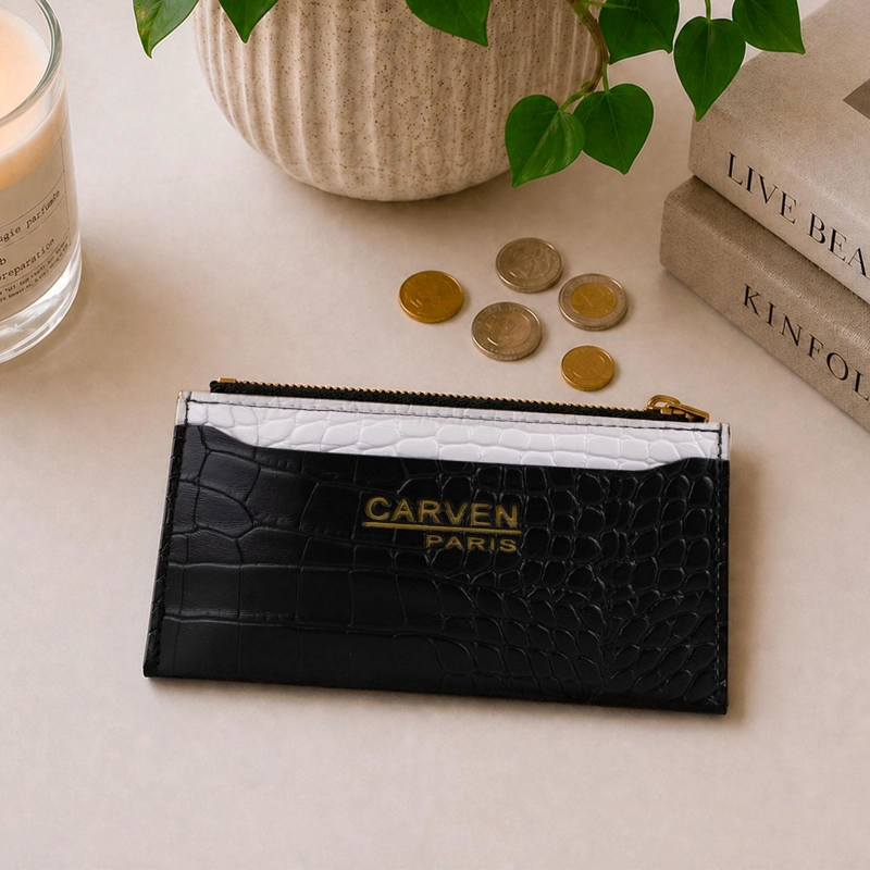 BILLETERA TARJETERO MUJER CON MONEDERO ZOE NEGRO CARVEN - 1