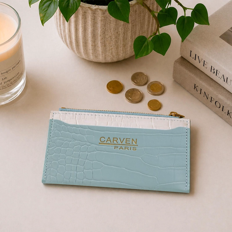BILLETERA TARJETERO MUJER CON MONEDERO ZOE AZUL CARVEN - 1