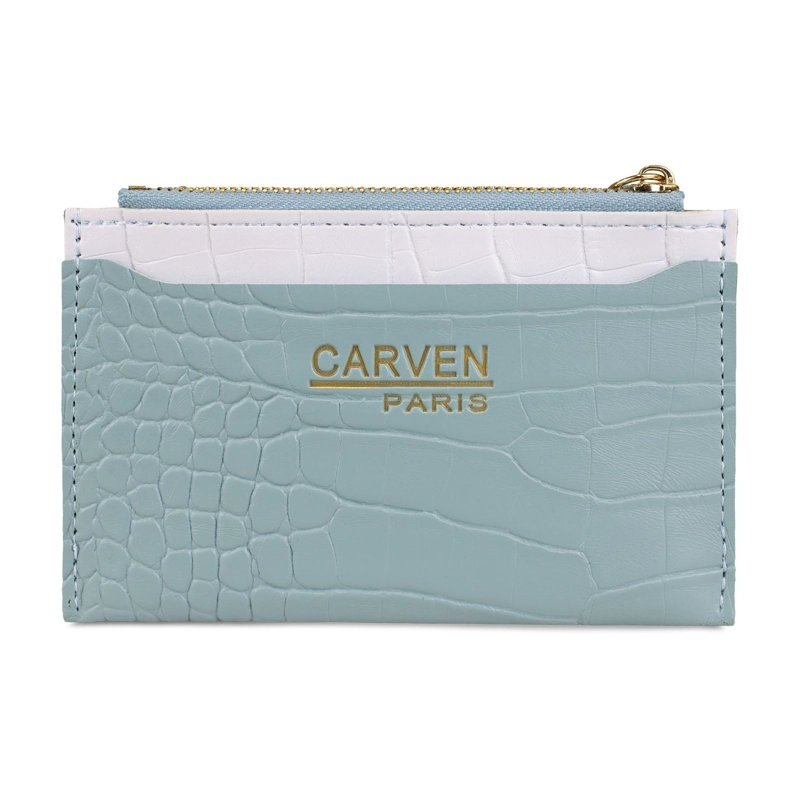 BILLETERA TARJETERO MUJER CON MONEDERO ZOE AZUL CARVEN - 2