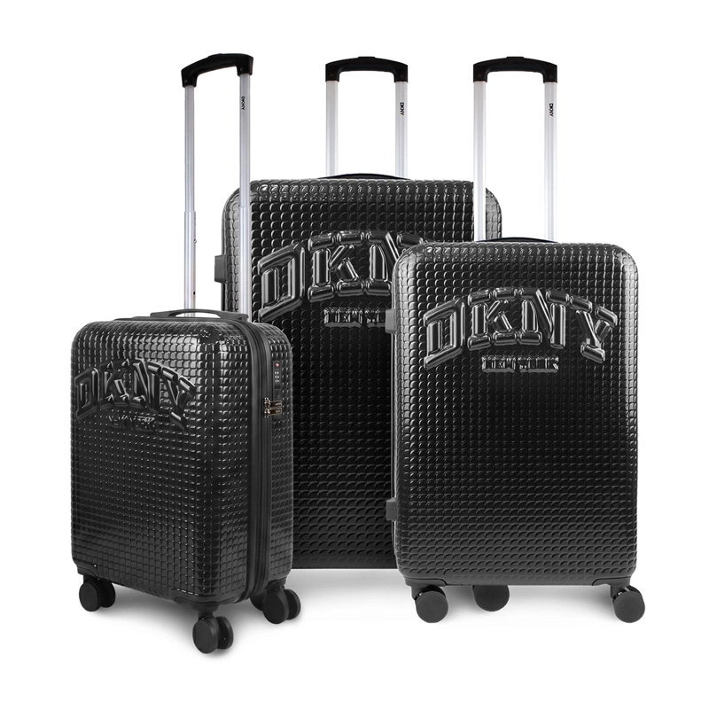 SET 3 MALETAS DONNA KARAN HOT TOWN CABINA MEDIANA GRANDE NEGRAS - 1