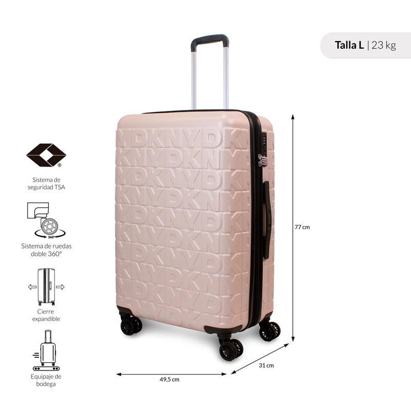 PACK 2 MALETAS DONNA KARAN MEGHAN M 20K + L 23K ROSADA DKNY - 4