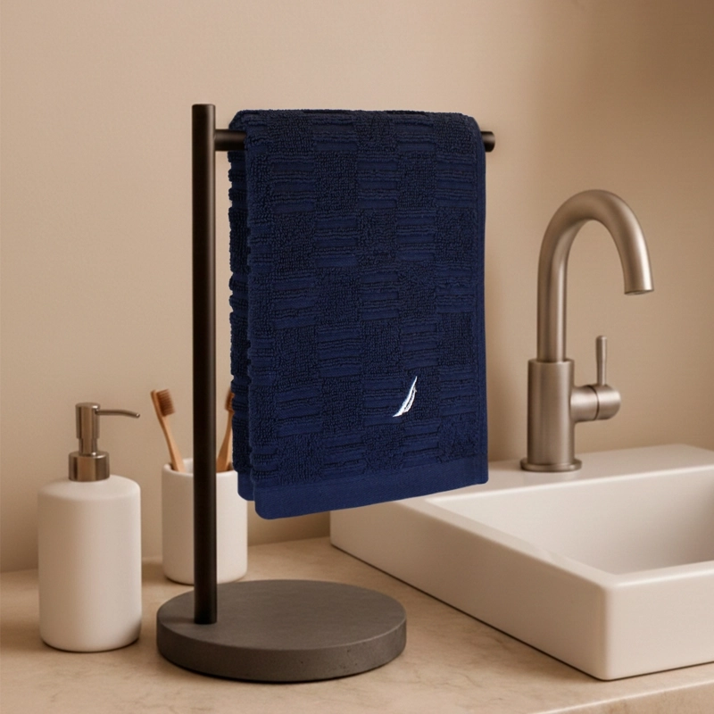 TOALLA DE CARA SAVOY NAUTICA 100% ALGODON 30X50CM HIPOALERGE NICA AZUL MARINO - 1
