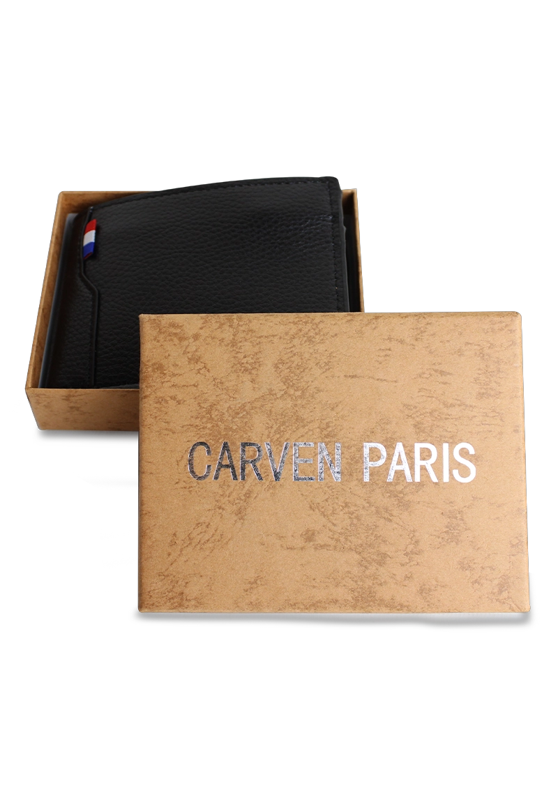 BILLETERA DE HOMBRE MATT  EN COLOR NEGRO CARVEN PARIS - 5
