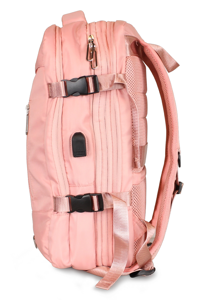 MOCHILA DE VIAJE VIRAL ROSADA CON USB SWISS BAG - 4