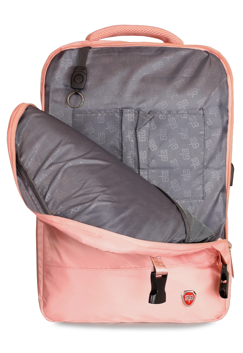MOCHILA DE VIAJE VIRAL ROSADA CON USB SWISS BAG - 9