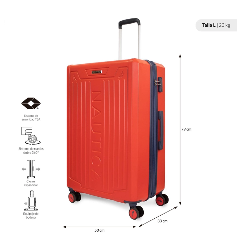 PACK 2 MALETAS COPPER NAUTICA MEDIANA 20K Y GRANDE 23K NARANJA - 4