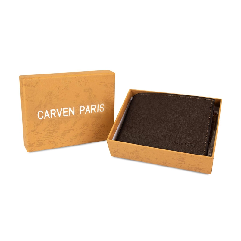 BILLETERA HOMBRE BRUNO CAFE  OSCURO CON MONEDERO CARVEN PARIS - 2