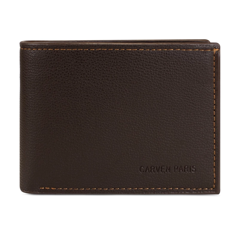 BILLETERA HOMBRE BRUNO CAFE  OSCURO CON MONEDERO CARVEN PARIS - 3