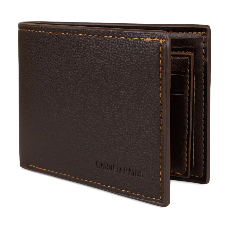 BILLETERA HOMBRE BRUNO CAFE  OSCURO CON MONEDERO CARVEN PARIS - 4