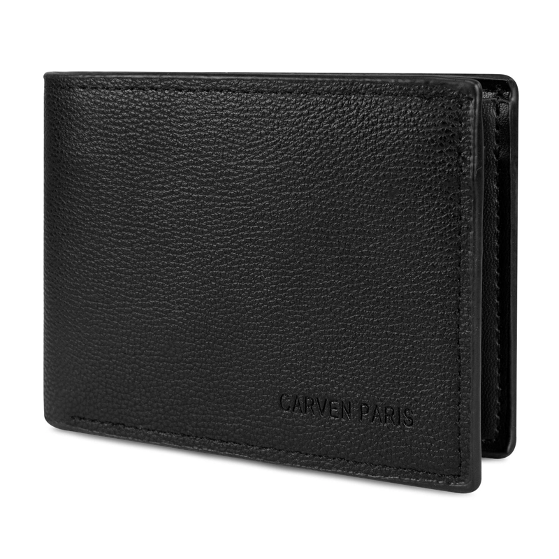 BILLETERA HOMBRE BRUNO NEGRA CON MONEDERO CARVEN PARIS - 4