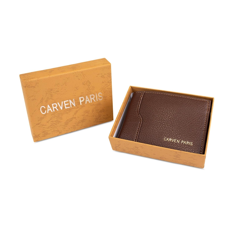 BILLETERA HOMBRE DANTE CAFE  CON MONEDERO CARVEN PARIS - 2