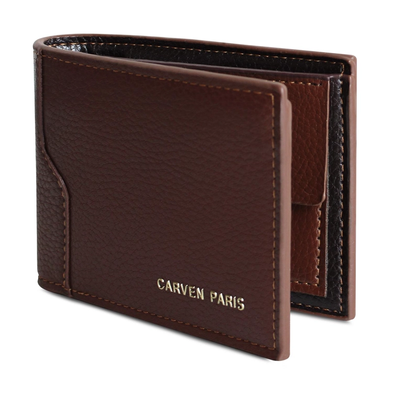 BILLETERA HOMBRE DANTE CAFE  CON MONEDERO CARVEN PARIS - 4