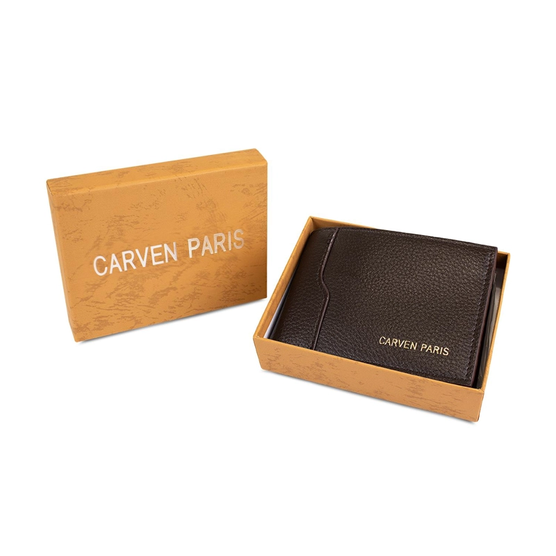 BILLETERA HOMBRE DANTE CAFE  CON MONEDERO OSCURO CARVEN PARIS - 2