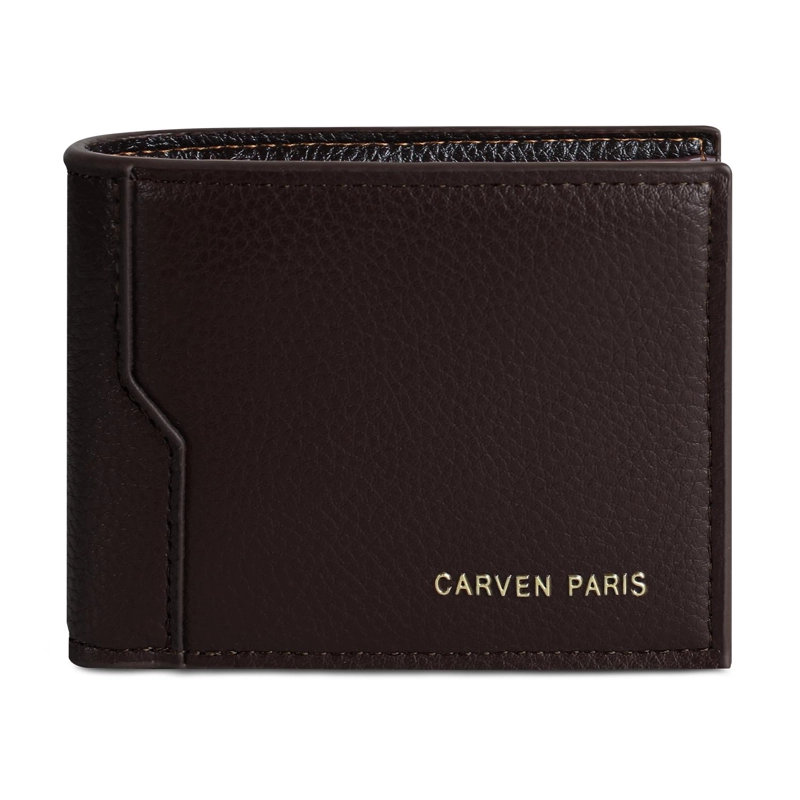 BILLETERA HOMBRE DANTE CAFE  CON MONEDERO OSCURO CARVEN PARIS - 3