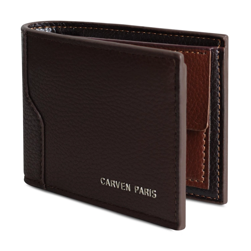 BILLETERA HOMBRE DANTE CAFE  CON MONEDERO OSCURO CARVEN PARIS - 4