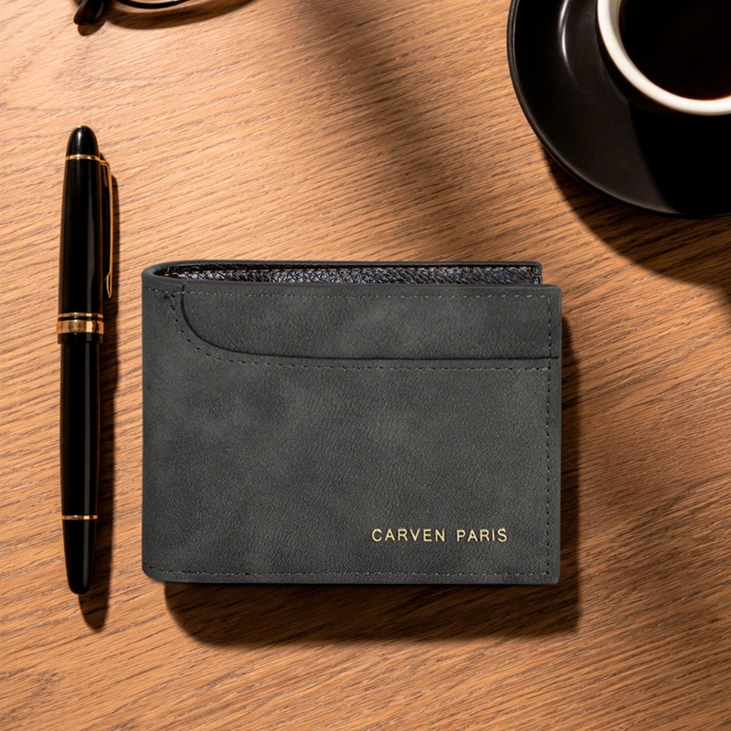 BILLETERA HOMBRE JACK NEGRA CON MONEDERO CARVEN PARIS - 1
