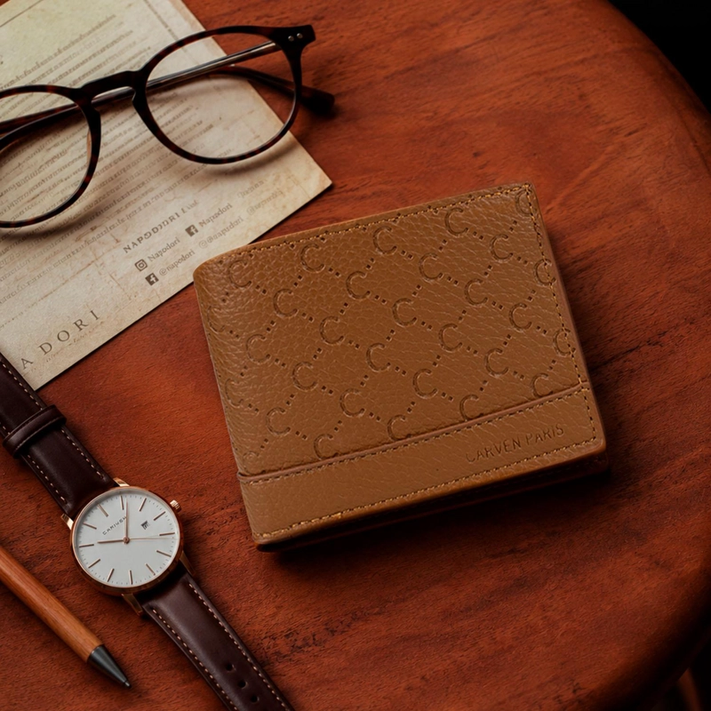BILLETERA HOMBRE LUCCA CAFE  CON MONEDERO CARVEN PARIS - 1