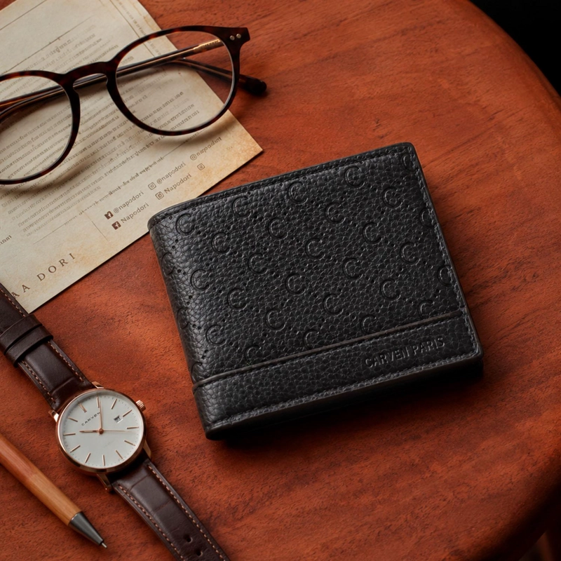 BILLETERA HOMBRE LUCCA NEGRA CON MONEDERO CARVEN PARIS - 1
