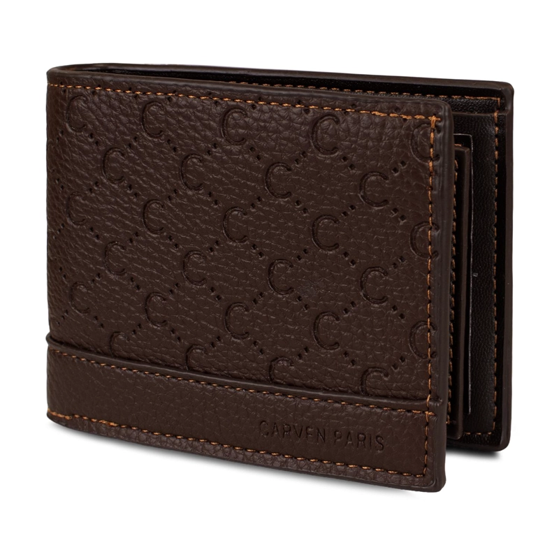 BILLETERA HOMBRE LUCCA CAFE  CON MONEDERO OSCURO CARVEN PARIS - 4