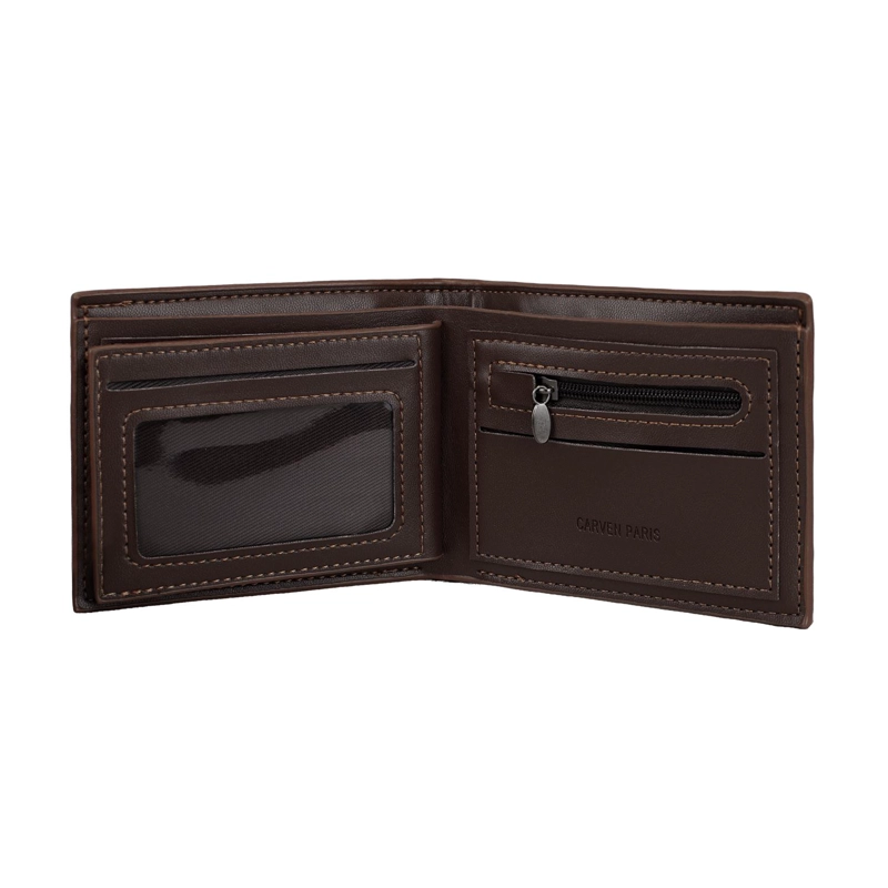 BILLETERA HOMBRE LUCCA CAFE  CON MONEDERO OSCURO CARVEN PARIS - 7